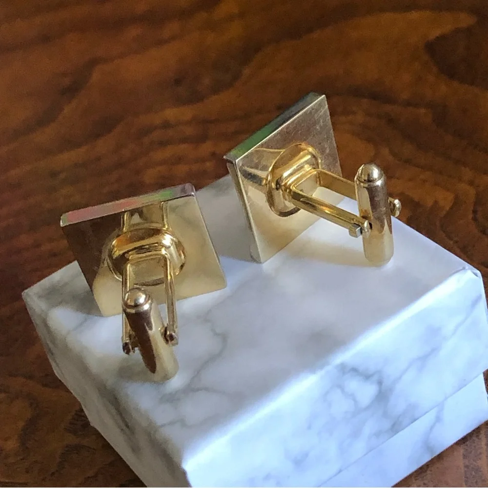 Vintage Dante emerald cut pyrope garnet cuff links